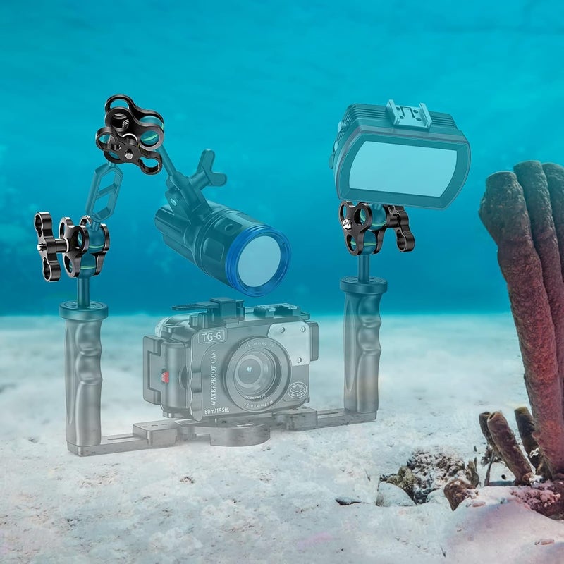 Seafrogs Triple Ball Clamp Diving Camera Bracket Aluminum Spring Flashlight Clamp for Diving Underwater Photography System CP-4 - Image 3